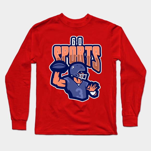 Go Sports - American Football Fan Long Sleeve T-Shirt by Meta Cortex